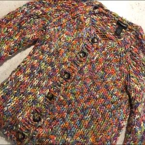 Beautiful knitted colorful sweater. Cardigan